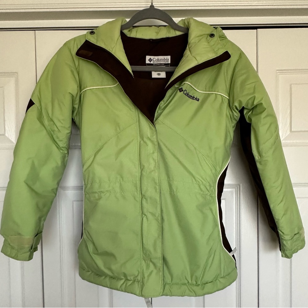 Columbia Kids Youth 10/12 Insulated Winter Jacket Hooded Green with Brown